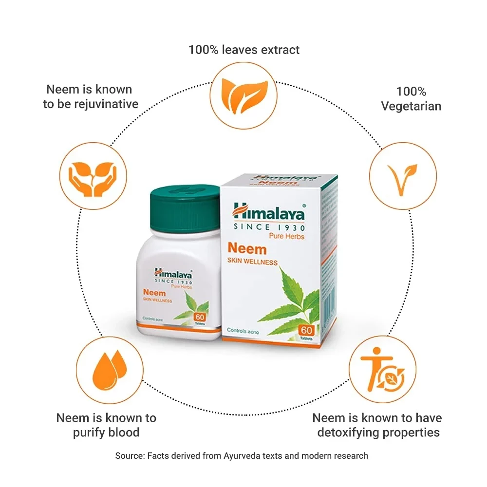 Himalaya Wellness Pure Herbs Neem Skin Wellness, 60 Tablets-3.webp